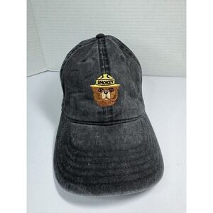 Smokey the Bear Officially Licensed Hat One Size Fits Most Distressed Black/gray